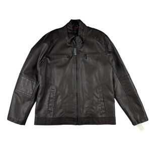Buffalo David Bitton Faux Leather Moto Jacket Brown Size XL